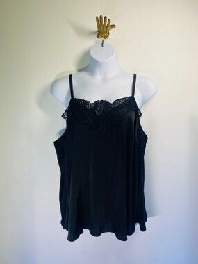 Torrid 3 Black Lace Trim Sophie Cami Top Size 3X Adjustable Straps Plus Size
